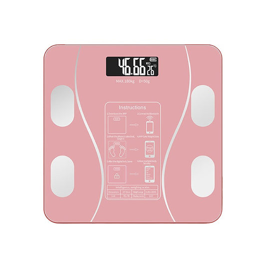 Cantar Electronic Inteligent De Baie Flippy Cu Aplicatie Smart, Corporal, Ecran Digital Iluminat, Termometru, Suporta Maxim 180 Kg, 26 x 26 cm, Baterii, Roz-0