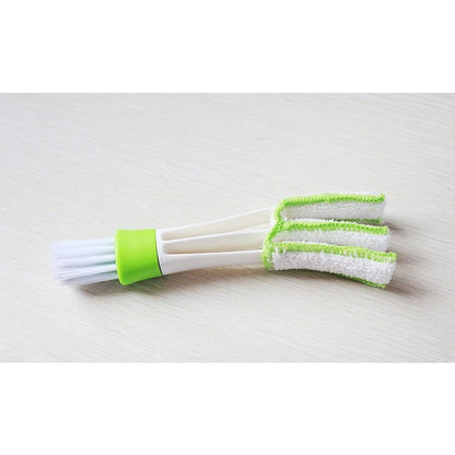 Perie Multifunctionala de Curatare, Flippy, pentru Ventilatie Auto, Doua Capete, Moale, Microfibra, Alb-Verde, 16.25cm-2