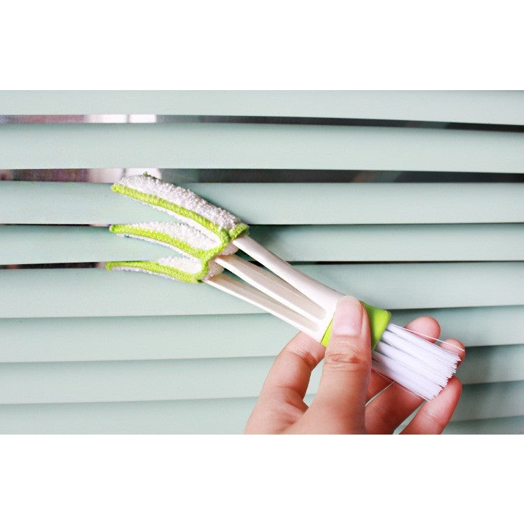 Perie Multifunctionala de Curatare, Flippy, pentru Ventilatie Auto, Doua Capete, Moale, Microfibra, Alb-Verde, 16.25cm-3