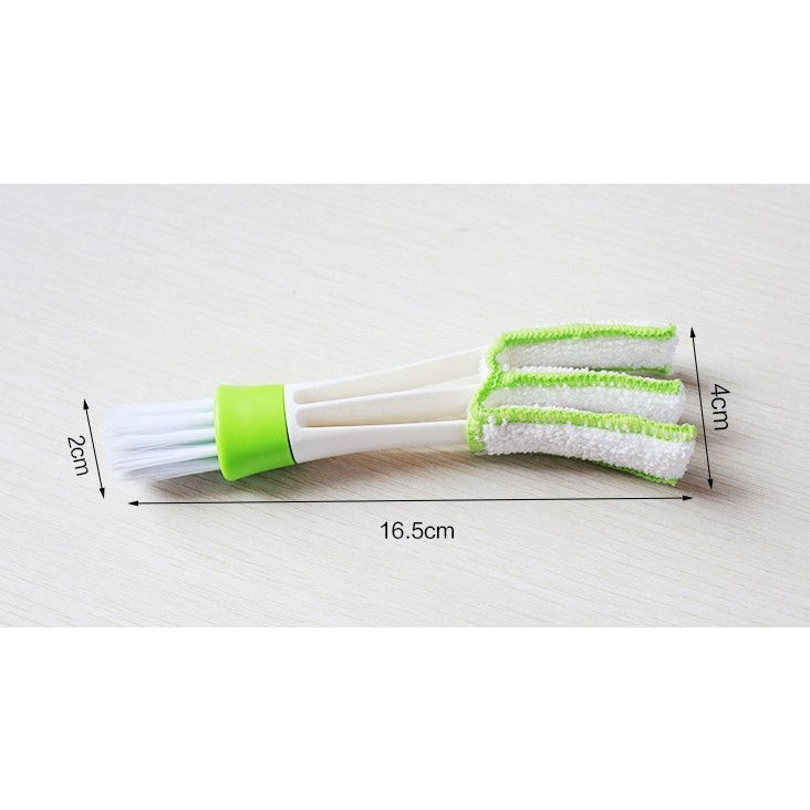 Perie Multifunctionala de Curatare, Flippy, pentru Ventilatie Auto, Doua Capete, Moale, Microfibra, Alb-Verde, 16.25cm-4