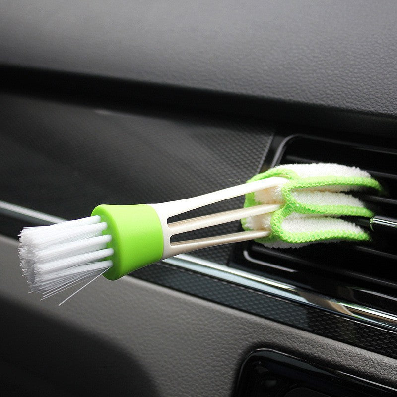 Perie Multifunctionala de Curatare, Flippy, pentru Ventilatie Auto, Doua Capete, Moale, Microfibra, Alb-Verde, 16.25cm-7