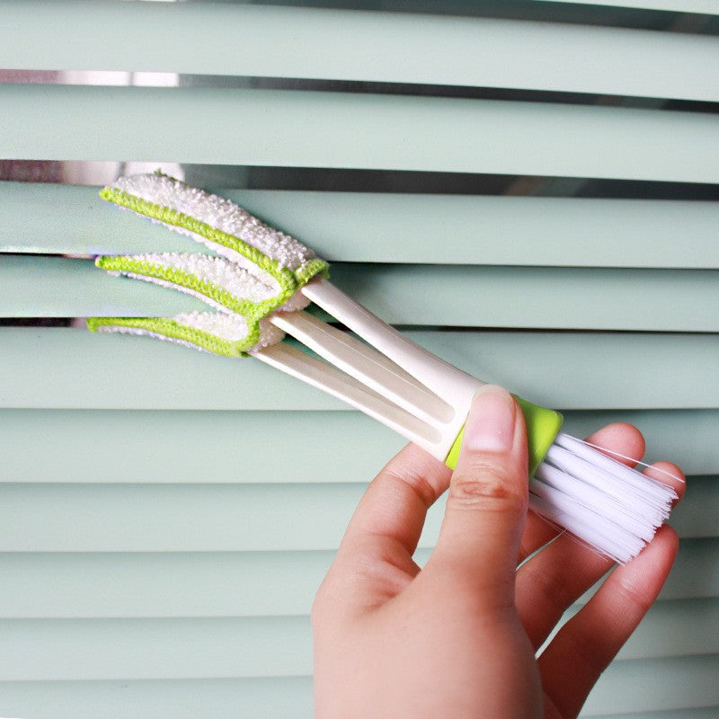 Perie Multifunctionala de Curatare, Flippy, pentru Ventilatie Auto, Doua Capete, Moale, Microfibra, Alb-Verde, 16.25cm-8