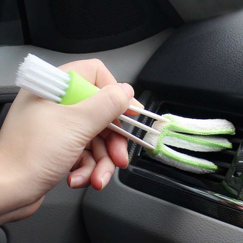 Perie Multifunctionala de Curatare, Flippy, pentru Ventilatie Auto, Doua Capete, Moale, Microfibra, Alb-Verde, 16.25cm-9