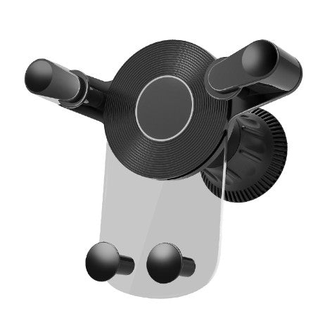 Suport Auto de Telefon, Flippy, pentru Ventilatie, din ABS, cu Clipsuri, Rotativ, 12x9.5x12 cm, Negru-Transparent-0