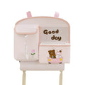 Geanta Multifunctionala de Depozitare, Flippy, pentru Bancheta din Spate a Masinii, Animat, Model Ursuleti, Scris Good Day, Suport Servetele si Telefon, 25x31 cm, Roz-0