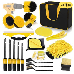 Set 24 Accesorii pentru Curatare Auto, Flippy, Interior si Exterior, Galben-0