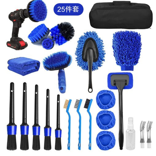 Set 25 Accesorii pentru Curatare Auto, Flippy, Interior si Exterior, Albastru-0