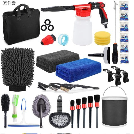 Set 35 Accesorii pentru Curatare Auto, Flippy, Interior si Exterior, Multicolor-0