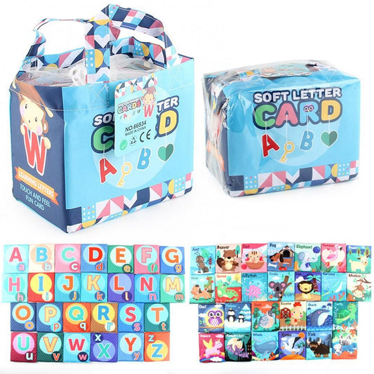 Set 26 Carduri din Panza cu Doua Fete, Flippy, Model Litere, Educational, Interactiv, Saculet Inclus, Multicolore-0