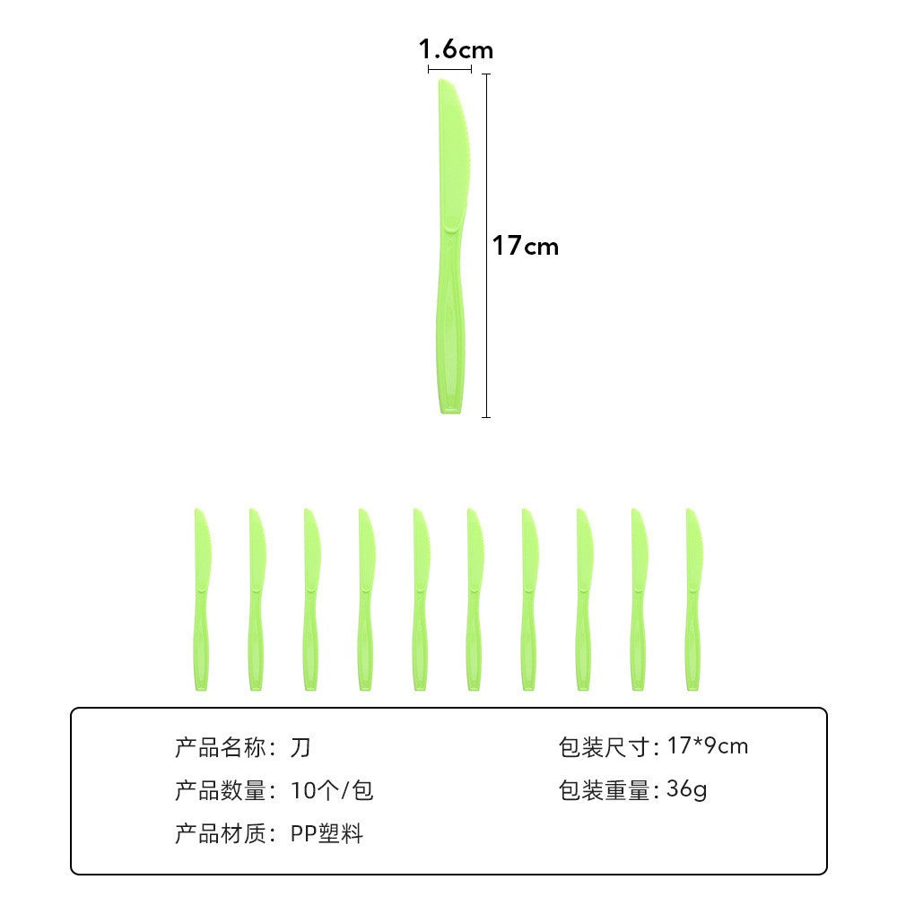Set 10 Cutite de Unica Folosinta, Flippy, 17x1.6 cm, verde-0