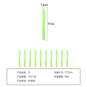 Set 10 Cutite de Unica Folosinta, Flippy, 17x1.6 cm, verde-0