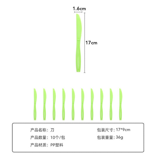 Set 10 Cutite de Unica Folosinta, Flippy, 17x1.6 cm, verde-0