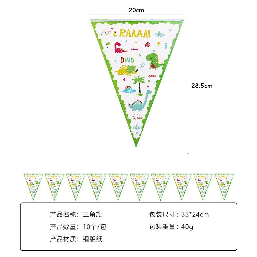 Banner Happy Birthday, Stegulete, Flippy, Model Dinozauri, Multicolor-0