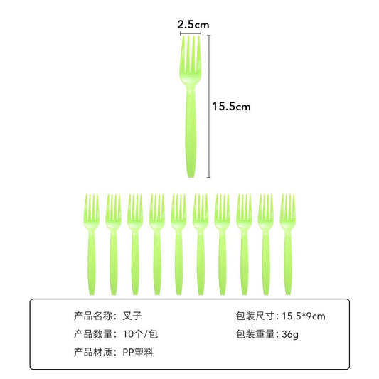 Set 10 Furculite de Unica Folosinta, Flippy, 15.5x2.5 cm, verde-0