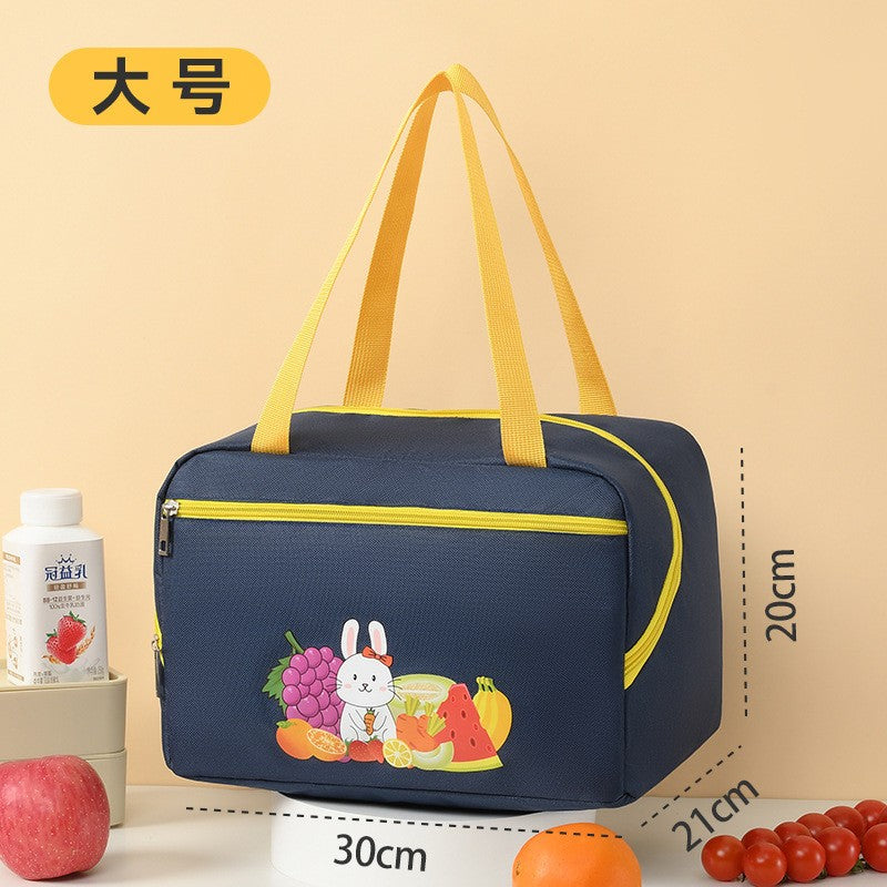 Geanta Termica Flippy pentru Pranz, Compartimente Telefon si Tacamuri, Multifunctionala, Impermeabila, 30x21x20 cm, Design Iepuras, Albastru-0