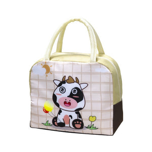 Geanta Termica pentru Pranz pentru Copii, Flippy, 23x13x19 cm, Izolanta, Folie de Aluminiu, Model Animat Vacuta, Bej-0