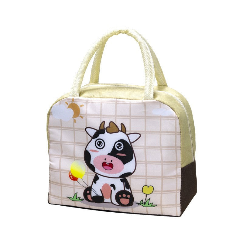 Geanta Termica pentru Pranz pentru Copii, Flippy, 23x13x19 cm, Izolanta, Folie de Aluminiu, Model Animat Vacuta, Bej-0