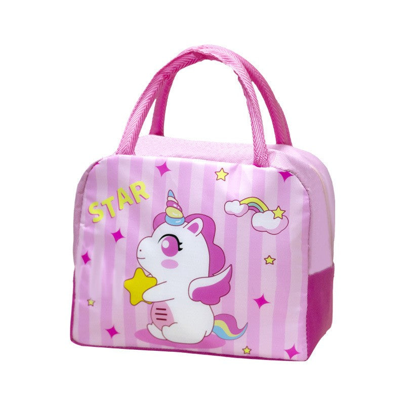 Geanta Termica pentru Pranz pentru Copii, Flippy, 23x13x19 cm, Izolanta, Folie de Aluminiu, Model Animat Unicorn, Roz-0