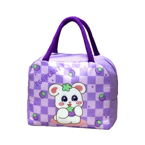 Geanta Termica pentru Pranz pentru Copii, Flippy, 23x13x19 cm, Izolanta, Folie de Aluminiu, Model Animat Iepuras, Mov-0