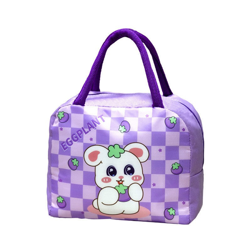 Geanta Termica pentru Pranz pentru Copii, Flippy, 23x13x19 cm, Izolanta, Folie de Aluminiu, Model Animat Iepuras, Mov-0