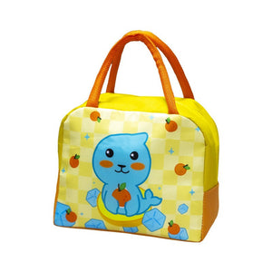 Geanta Termica pentru Pranz pentru Copii, Flippy, 23x13x19 cm, Izolanta, Folie de Aluminiu, Model Animat Foca, Galben Portocaliu-0