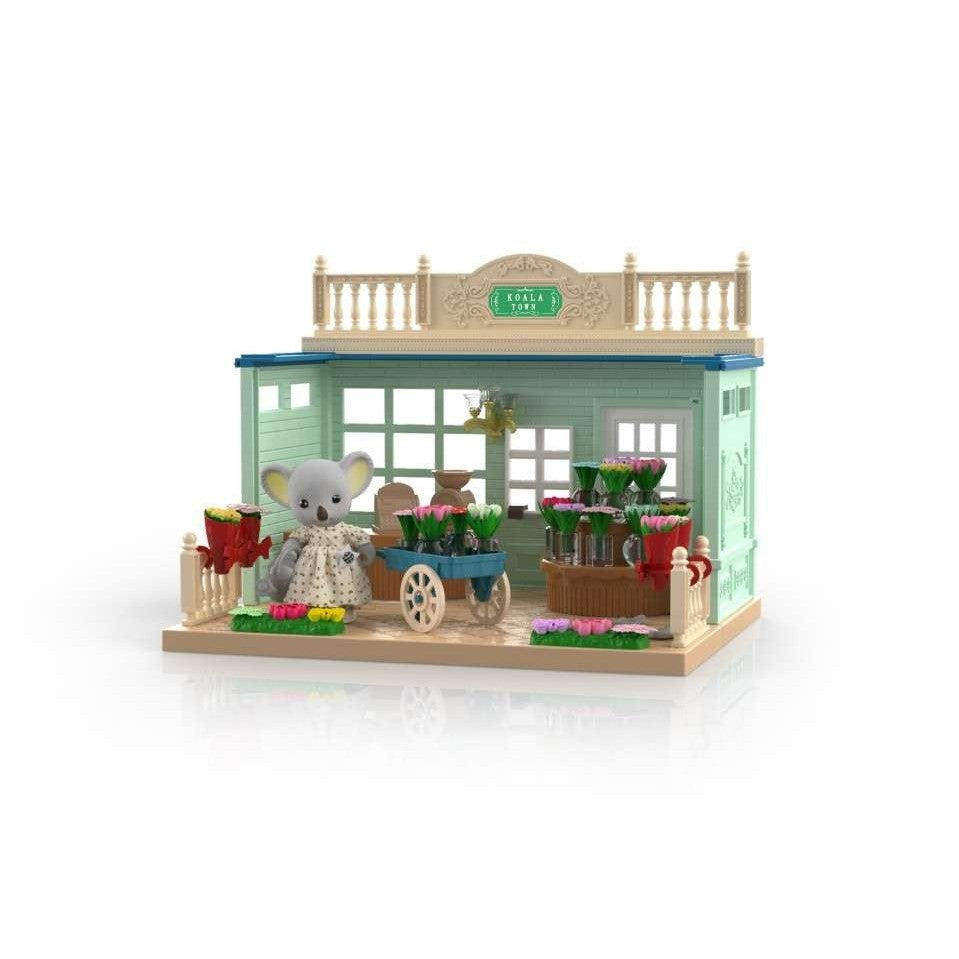 Casa de papusi, magazin cu flori, cu mobilier si figurine-6