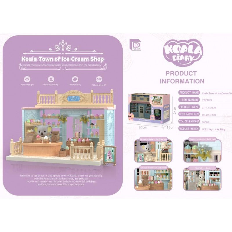 Set Casa de papusi, magazin de inghetata, cu mobilier si figurine, Flippy-1