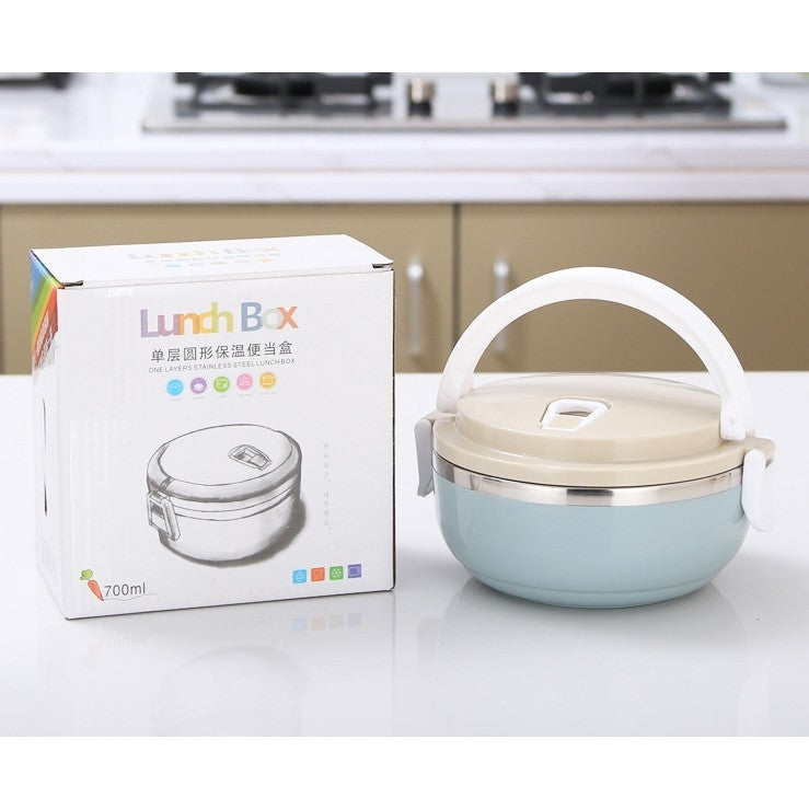 Caserola pentru alimente Flippy, lunch box, 700 ml, otel inoxidabil, maner, valva aerisire, inchidere etansa, 15 x 8.5 cm, albastru-9