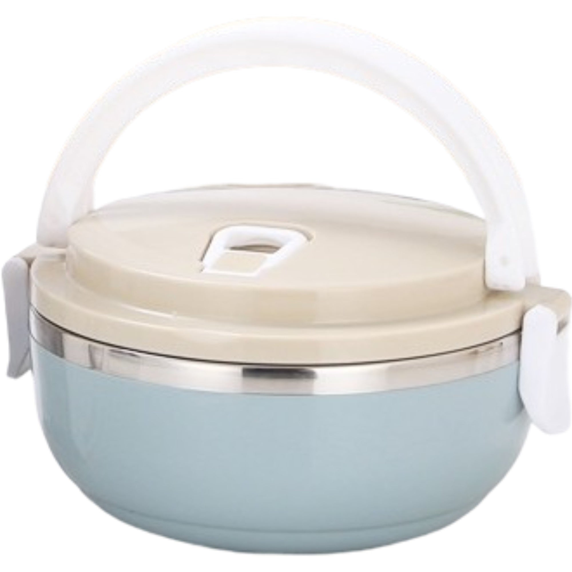 Caserola pentru alimente Flippy, lunch box, 700 ml, otel inoxidabil, maner, valva aerisire, inchidere etansa, 15 x 8.5 cm, albastru-0
