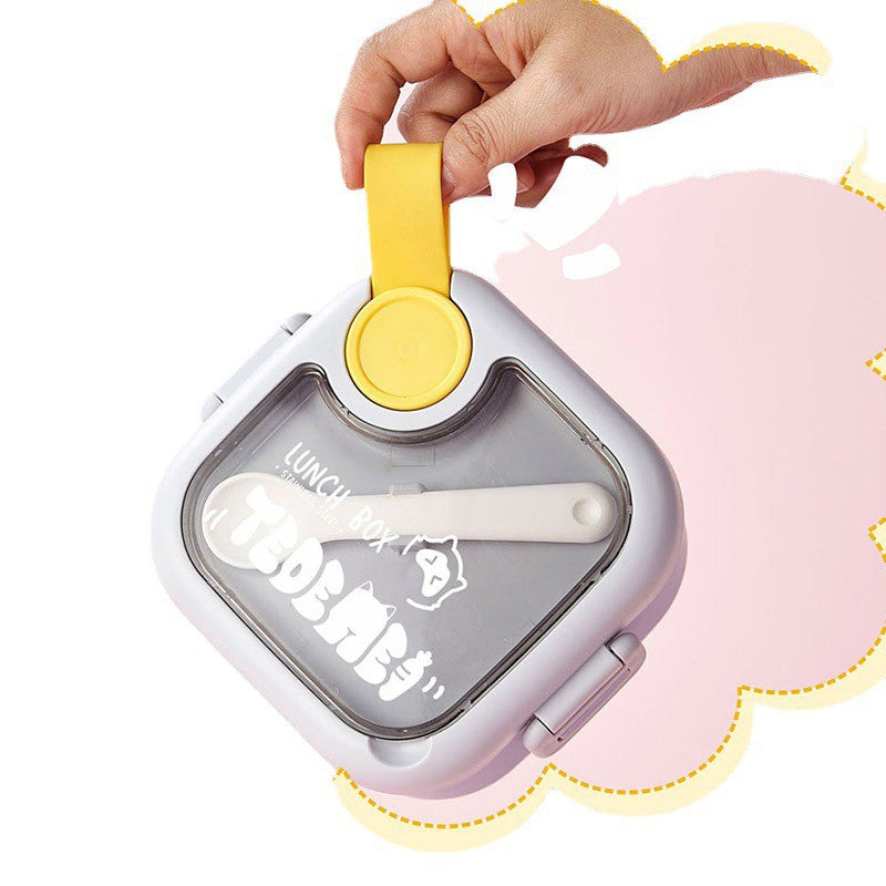 Caserola pentru copii Flippy, lunch box, 750 ml, doua boluri, lingura, foarfeca din plastic, rezistenta la scurgeri, Roz-10
