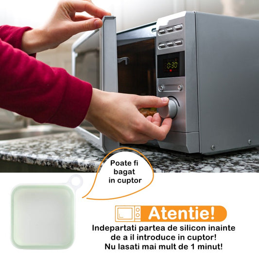Caserola pentru sandwich Flippy, din silicon si polipropilena, portabil, usor de curatat, capac anti-scurgere, reutilizabil, 15.5 x 15.5 x 2.5 cm, verde-1