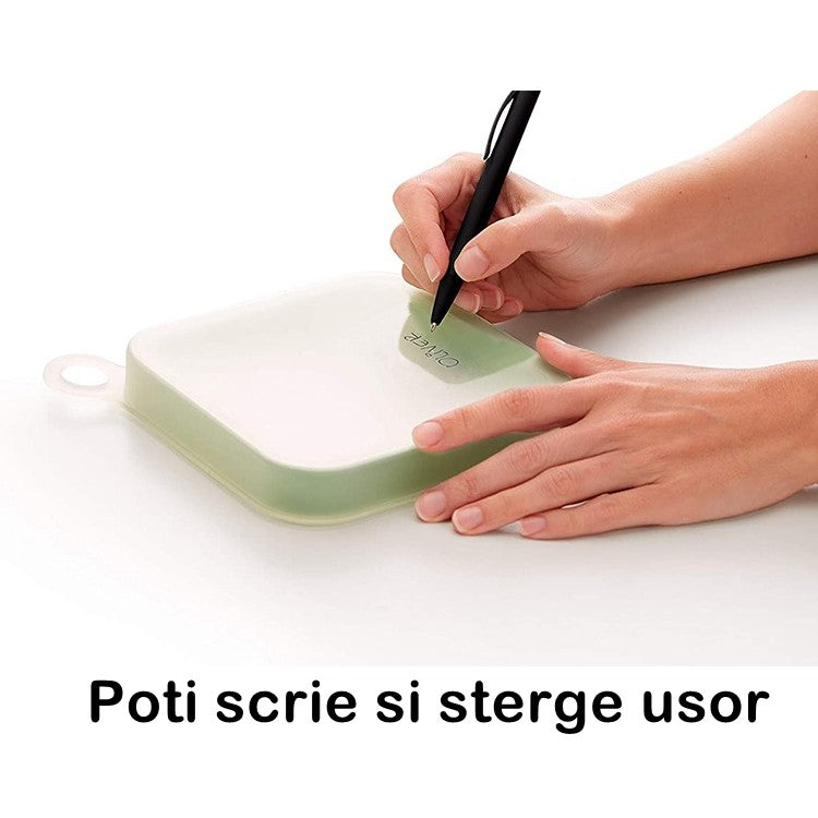 Caserola pentru sandwich Flippy, din silicon si polipropilena, portabil, usor de curatat, capac anti-scurgere, reutilizabil, 15.5 x 15.5 x 2.5 cm, verde-3