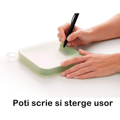 Caserola pentru sandwich Flippy, din silicon si polipropilena, portabil, usor de curatat, capac anti-scurgere, reutilizabil, 15.5 x 15.5 x 2.5 cm, verde-3