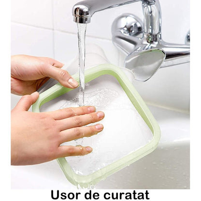 Caserola pentru sandwich Flippy, din silicon si polipropilena, portabil, usor de curatat, capac anti-scurgere, reutilizabil, 15.5 x 15.5 x 2.5 cm, verde-5