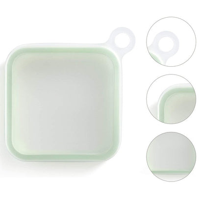 Caserola pentru sandwich Flippy, din silicon si polipropilena, portabil, usor de curatat, capac anti-scurgere, reutilizabil, 15.5 x 15.5 x 2.5 cm, verde-7