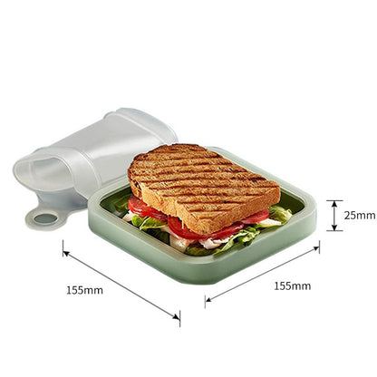 Caserola pentru sandwich Flippy, din silicon si polipropilena, portabil, usor de curatat, capac anti-scurgere, reutilizabil, 15.5 x 15.5 x 2.5 cm, verde-8
