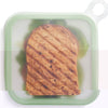 Caserola pentru sandwich Flippy, din silicon si polipropilena, portabil, usor de curatat, capac anti-scurgere, reutilizabil, 15.5 x 15.5 x 2.5 cm, verde-0