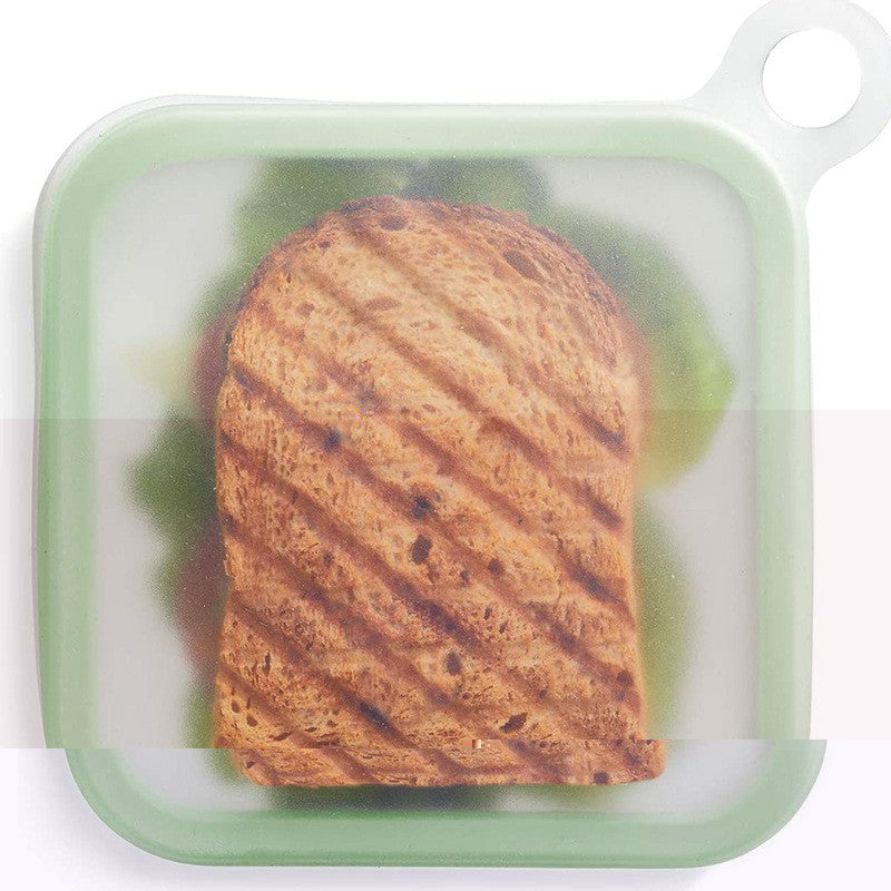 Caserola pentru sandwich Flippy, din silicon si polipropilena, portabil, usor de curatat, capac anti-scurgere, reutilizabil, 15.5 x 15.5 x 2.5 cm, verde-0