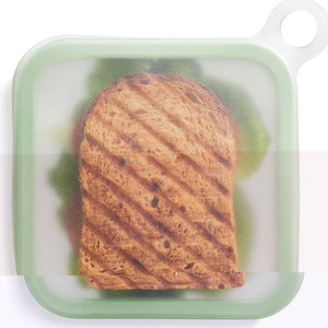 Caserola pentru sandwich Flippy, din silicon si polipropilena, portabil, usor de curatat, capac anti-scurgere, reutilizabil, 15.5 x 15.5 x 2.5 cm, verde-0