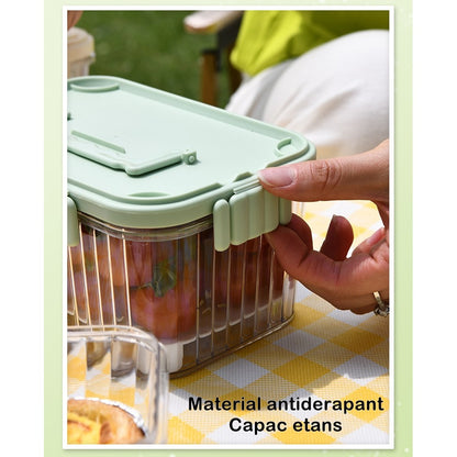 Caserola portabila pentru mancare fresh Flippy, 1500 ml, 2 furculite,10 x 13.5 x 20 cm, 2 capace detasabile pentru congelator, etans, spatiu pentru tacamuri, maner, material plastic, rezistent la temperaturi ridicate, transparent-7