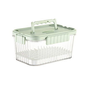 Caserola portabila pentru mancare fresh Flippy, 550 ml, furculita pentru fructe, 7 x 11.5 x 16 cm, capac detasabil pentru congelator, etans, spatiu pentru tacamuri, maner, material plastic, rezistent la temperaturi ridicate, transparent-0