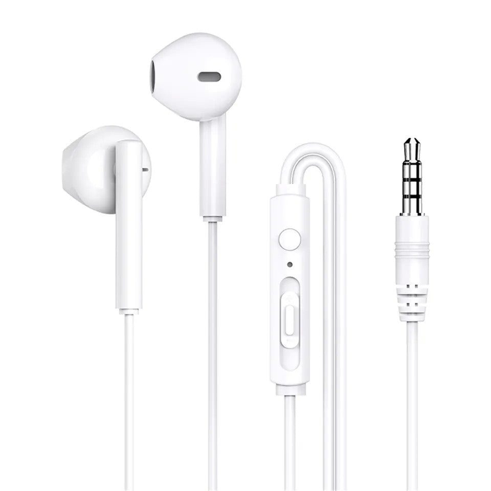 Casti Audio Stereo In-Ear, cu Microfon si cu Port Jack 3,5 mm, 1m,telecomanda pentru apeluri/volum,  Flippy Rock ES05 Blister, Alb-1