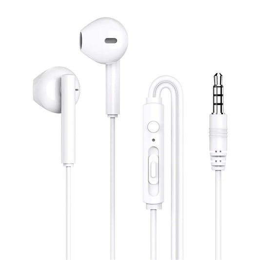 Casti Audio Stereo In-Ear, cu Microfon si cu Port Jack 3,5 mm, 1m,telecomanda pentru apeluri/volum,  Flippy Rock ES05 Blister, Alb-1