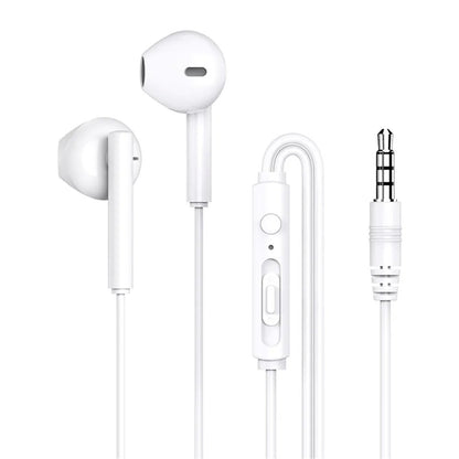 Casti Audio Stereo In-Ear, cu Microfon si cu Port Jack 3,5 mm, 1m,telecomanda pentru apeluri/volum,  Flippy Rock ES05 Blister, Alb-0