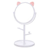 Oglina Cosmetica cu Picior, Flippy, HD, Rotire 360 Grade, 15 cm Diametru, Suport Bijuterii Baza Rotunda + 2 Brate, Model cu Urechi, 31 x 14.5 x 15 cm, din Plastic, Alb-0