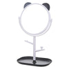Oglina Cosmetica cu Picior, Flippy, HD, Rotire 360 Grade, 15 cm Diametru, Suport Bijuterii Baza + Brate, Model cu Urechi, 30 x 16.5 x 15 cm, Alb/Negru-0