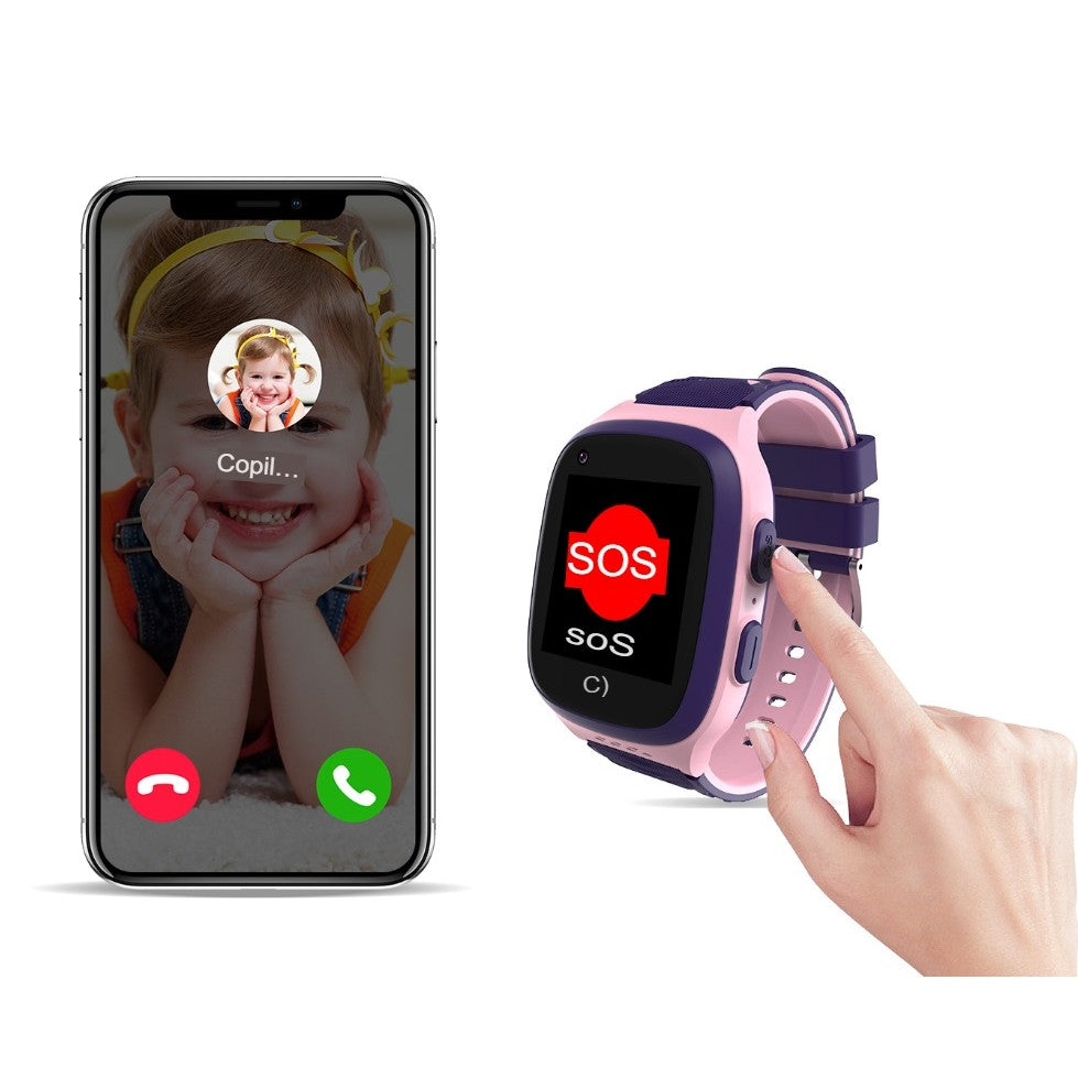 Ceas Smartwatch Flippy, Pentru Copii, LT31E-4G cu Functie Telefon, Localizare GPS, Istoric Traseu, Apel de Monitorizare, Camera, Mov/Roz-7
