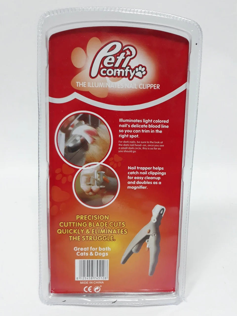 Cleste tip ghilotina pentru gheare animale, Peti Comfy cu lumina si factor marire 5X