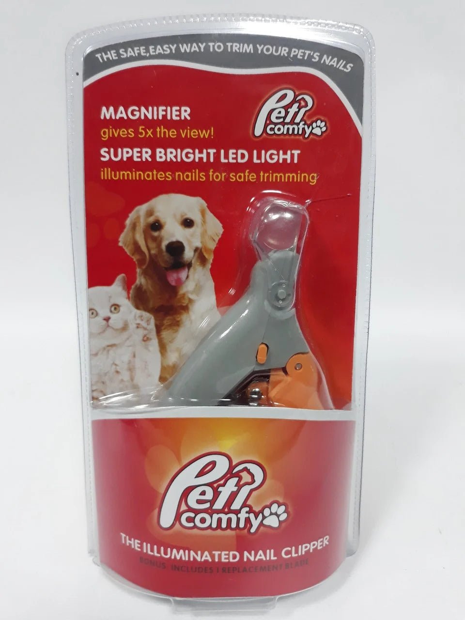 Cleste tip ghilotina pentru gheare animale, Peti Comfy cu lumina si factor marire 5X