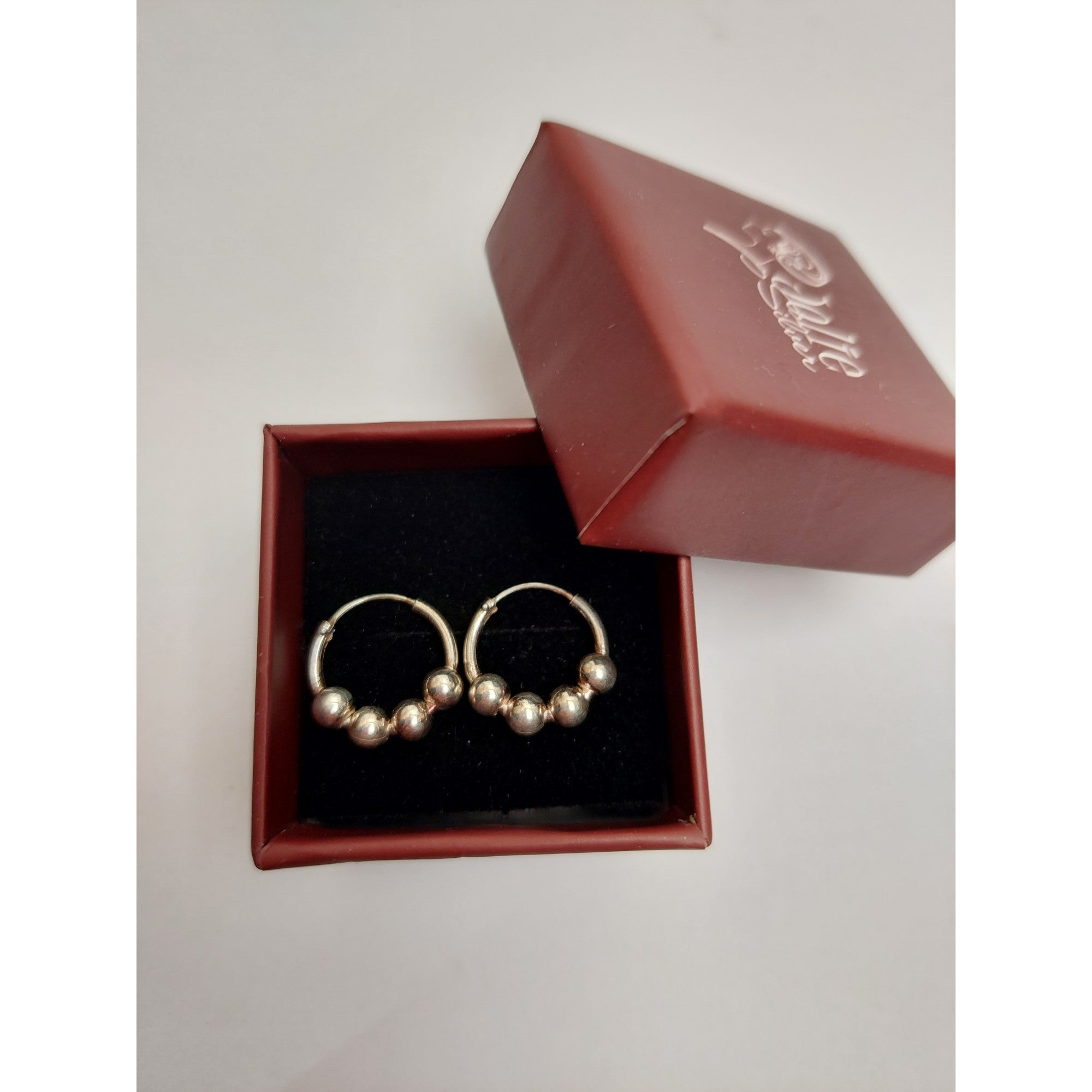 Cercei Argint 925 Creole 12 mm cu 4 Bilute, Jolie Silver, 1.6g, 1 cm x 1 cm-0
